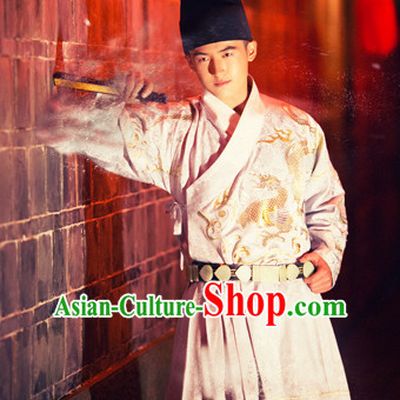 Hanfu Clothing Custom Traditional Chinese Ming Dynasty Hanfu Dreses Han Clothing Hanzhuang Historical Dress and Accessories Complete Set for Men