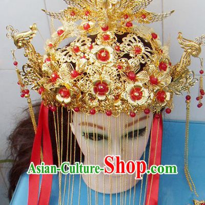 Gold Chinese Ancient Style Empress Princess Hair Jewelry Phoenix Headwear Set