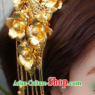 Gold Chinese Ancient Style Empress Princess Hair Jewelry Phoenix Headwear Head Accessories Set