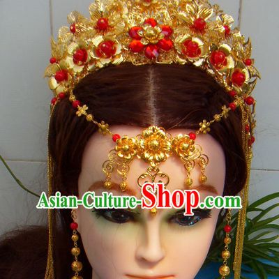 Gold Chinese Ancient Style Empress Princess Hair Jewelry Phoenix Headwear Head Accessories Set