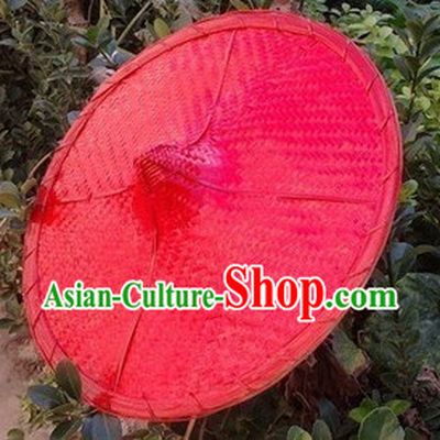 Red Traditional Chinese Dance Bamboo Hat for Adults and Children