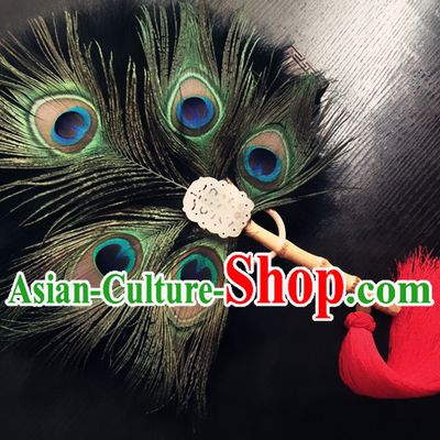 Top Chinese Ancient Style Handmade Peacock Dance Fan