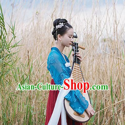 Chinese Traditional Oriental Dress Hanfu Clothing Asian Dresses Fashion Cheongsam Dress China Clothing and Hair Jewelry for Women