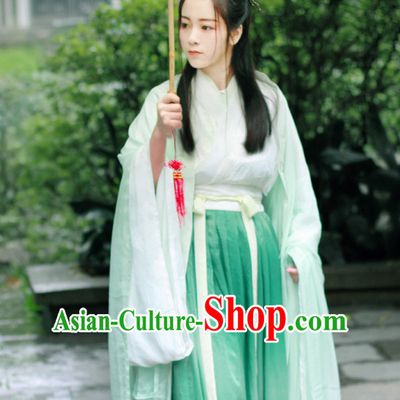 Chinese Traditional Dress Hanfu Costume China Kimono Robe Ancient Chinese Clothing National Costumes Gown Wear and Head Jewelry for Women Girls