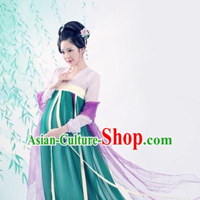 Chinese Traditional Dress Hanfu Costume China Kimono Robe Ancient Chinese Clothing National Costumes Gown Wear and Head Jewelry for Women