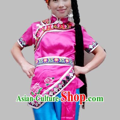 Chinese Folk Dance Ethnic Dresses Traditional Wear Clothing Cultural Dancing Costume Complete Set for Women