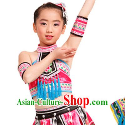 Chinese Folk Dance Ethnic Dresses Traditional Wear Clothing Cultural Dancing Costume Complete Set for Women