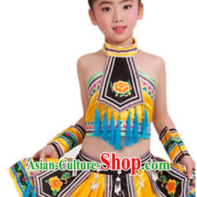 Chinese Folk Dance Ethnic Dresses Traditional Wear Clothing Cultural Dancing Costume Complete Set for Women