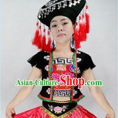 Chinese Folk Dance Ethnic Dresses Traditional Wear Clothing Cultural Dancing Costume Complete Set for Women