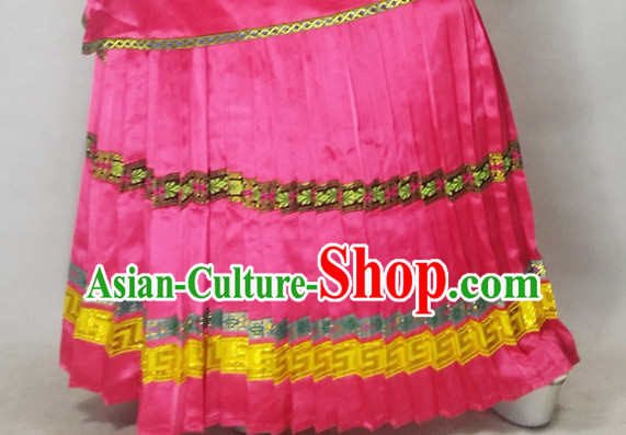 Chinese Folk dancing Ethnic Dresses Traditional Wear Clothing Cultural Dancing Costume Complete Set for Women