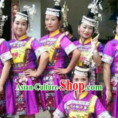 Chinese People Folk Dance Ethnic Dresses Traditional Wear Clothing Cultural Dancing Costume Complete Sets for Women