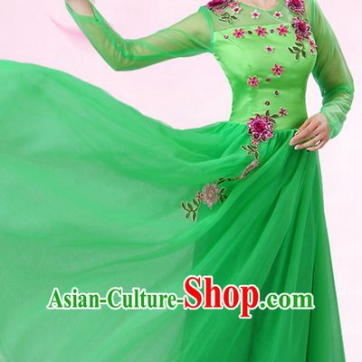 Chinese Theater Traditional Dance Ribbon Dancing Long Sleeve Leotard China Fan Dance Costume Complete Set for Women Girls