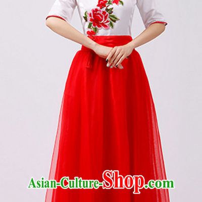 Chinese Theater Traditional Dance Ribbon Dancing Long Sleeve Leotard China Fan Dance Costume Complete Set for Women Girls