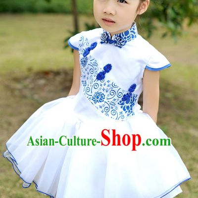 Chinese Theater Traditional Dance Ribbon Dancing Long Sleeve Leotard China Fan Dance Costume Complete Set for Kids