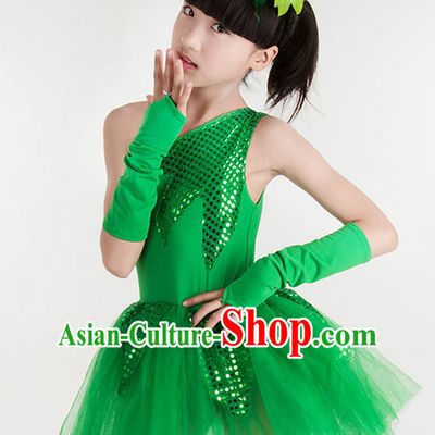 Chinese Theater Traditional Dance Ribbon Dancing Long Sleeve Leotard China Fan Dance Costume Complete Set for Kids