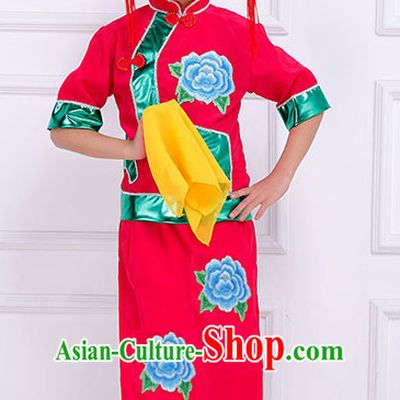 Chinese Theater Traditional Dance Ribbon Dancing Long Sleeve Leotard China Fan Dance Costume Complete Set for Kids Children Girls
