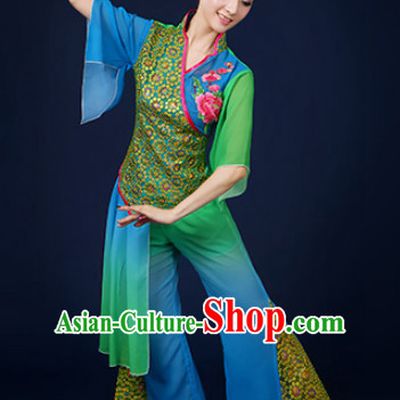 Asian Fan Dance Costume Hand Held Fan Chinese Dancing Ethnic Dance Folk Oriental Dancewear for Women Girls