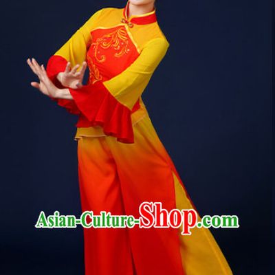 Asian Fan Dance Costume Hand Held Fan Chinese Dancing Ethnic Dance Folk Oriental Dancewear for Women Girls