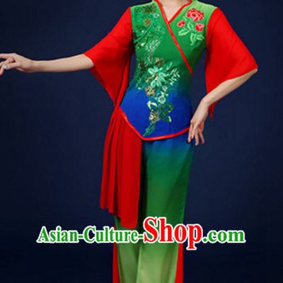 Asian Fan Dance Costume Hand Held Fan Chinese Dancing Ethnic Dance Folk Oriental Dancewear for Women Girls