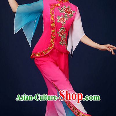 Asian Fan Dance Costume Hand Held Fan Chinese Dancing Ethnic Dance Folk Oriental Dancewear for Women Girls