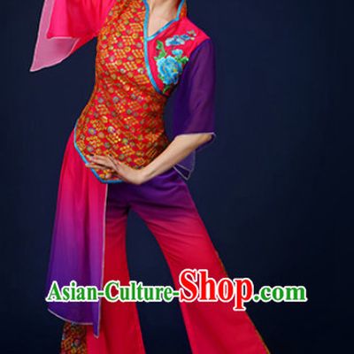 Asian Fan Dance Costume Hand Held Fan Chinese Dancing Ethnic Dance Folk Oriental Dancewear for Women Girls
