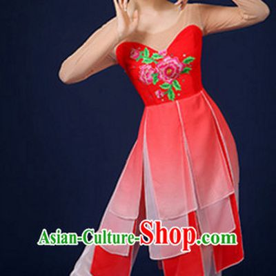 Asian Fan Dance Costume Hand Held Fan Chinese Dancing Ethnic Dance Folk Oriental Dancewear for Women Girls
