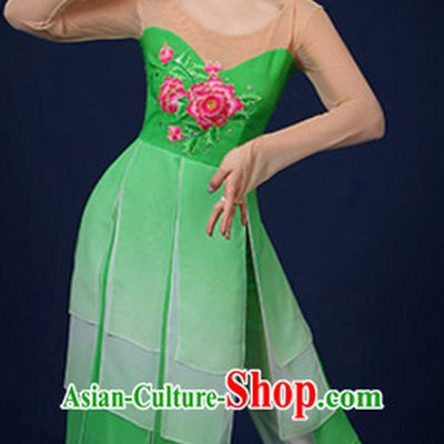Asian Fan Dance Costume Hand Held Fan Chinese Dancing Ethnic Dance Folk Oriental Dancewear for Women Girls
