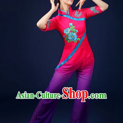 Asian Fan Dance Costume Hand Held Fan Chinese Dancing Ethnic Dance Folk Oriental Dancewear for Women Girls