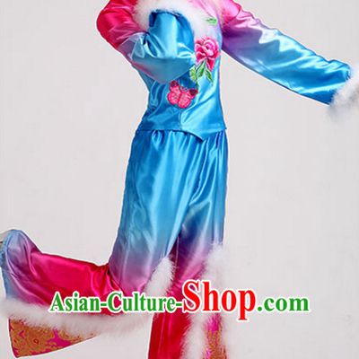 Asian Fan Dance Costume Hand Held Fan Chinese Dancing Ethnic Dance Folk Oriental Dancewear for Women Girls