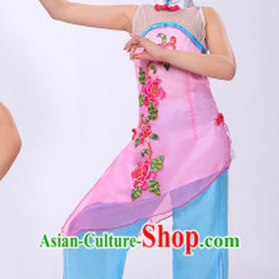 Asian Fan Dance Costume Hand Held Fan Chinese Dancing Ethnic Dance Folk Oriental Dancewear for Women Girls