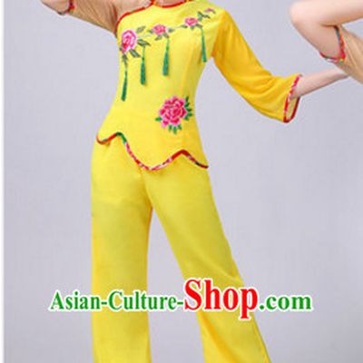 Chinese Theater Traditional Dance Ribbon Dancing Long Sleeve Leotard China Fan Dance Costume Complete Set for Women Girls
