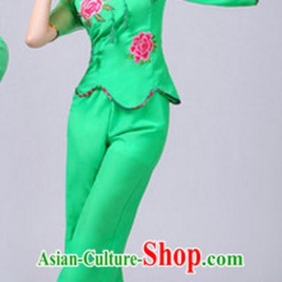 Chinese Theater Traditional Dance Ribbon Dancing Long Sleeve Leotard China Fan Dance Costume Complete Set for Women Girls