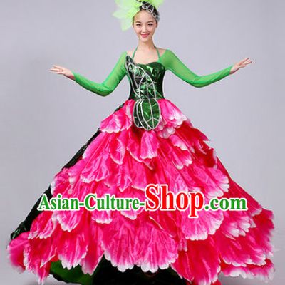Chinese Theater Traditional Dance Ribbon Dancing Long Sleeve Leotard China Fan Dance Costume Complete Set for Women Girls