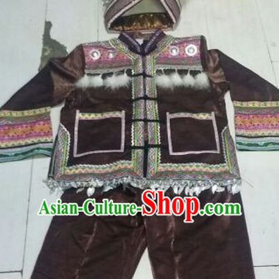 Chinese People Folk Dance Ethnic Dresses Traditional Wear Clothing Cultural Dancing Costume Complete Sets for Men