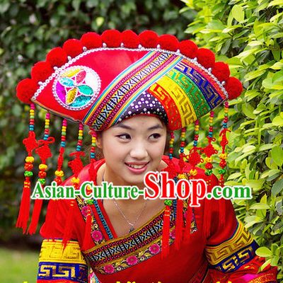 Chinese Ethnic Handmade Guangxi Zhuang Hat for Women
