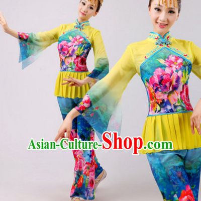 Chinese Folk Dance Dress Clothing Dresses Costume Ethnic Dancing Cultural Dances Costumes for Women