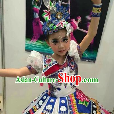 Chinese Folk Dance Dress Clothing Dresses Costume Ethnic Dancing Cultural Dances Costumes for Women Girls