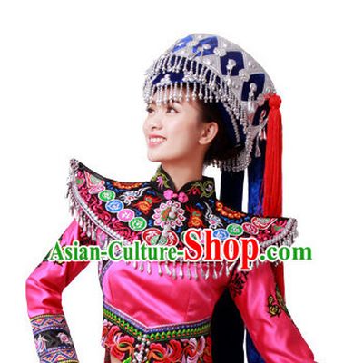 Chinese Miao Folk Dance Dress Clothing Dresses Costume Ethnic Dancing Cultural Dances Costumes for Women Girls
