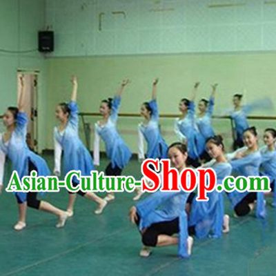 Ancient Chinese Color Gradient Classical Dance Costumes Complete Set for Women Girls