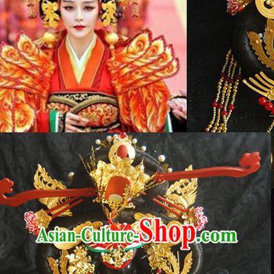Tang Dynasty Imperial Royal Quene Phoenix Hairstyle Wigs Hairstyle Chinese Oriental Hairstyles