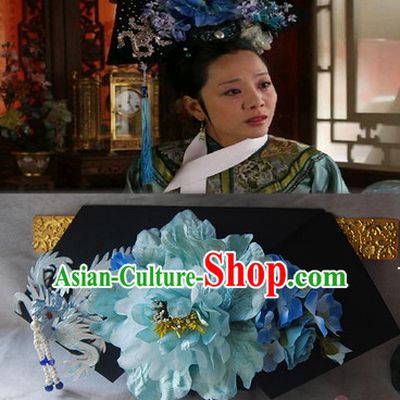 Qing Dynasty Imperial Royal Quene Phoenix Hairstyle Wigs Hairstyle Chinese Oriental Hairstyles Headpieces