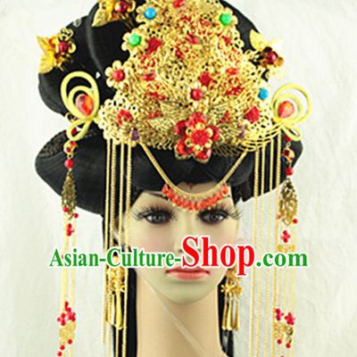 Chinese Imperial Quene Crown Empress Hairpins Hair Accessories Hairstyle Chinese Oriental Hairstyles Headpieces Wigs