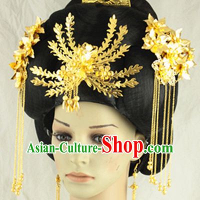 Chinese Imperial Quene Crown Empress Hairpins Hair Accessories Hairstyle Chinese Oriental Hairstyles Headpieces Wigs