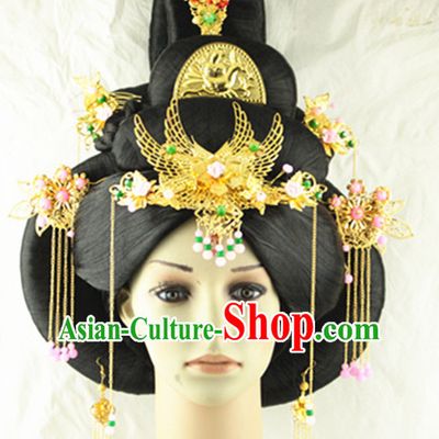 Chinese Imperial Quene Crown Empress Hairpins Hair Accessories Hairstyle Chinese Oriental Hairstyles Headpieces Wigs