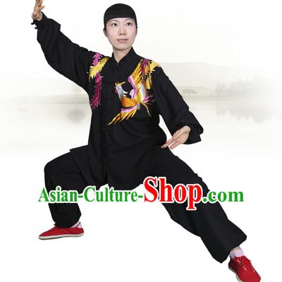 Asian Championship Embroidered Phoenix Kung Fu Martial Arts Uniform Suit for Women Girls