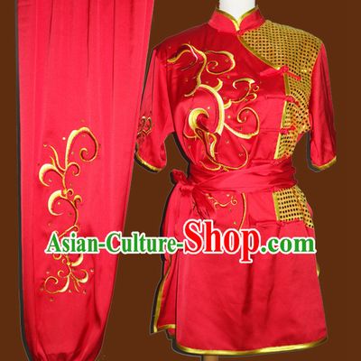 Top Gold Asian Championship Embroidered Kung Fu Martial Arts Uniform Suit for Women Men