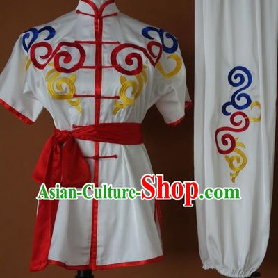 Short Sleeves Top Gold Asian Championship Kung Fu Martial Arts Uniform Suit for Women Men