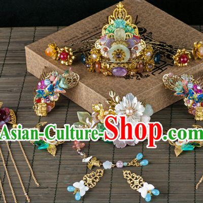 Chinese Imperial Quene Crown Empress Hairpins Hair Accessories Hairstyle Chinese Oriental Hairstyles Headpieces Wigs