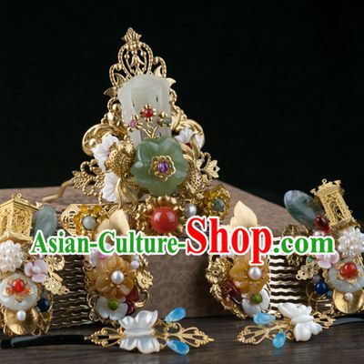 Chinese Imperial Quene Crown Empress Hairpins Hair Accessories Hairstyle Chinese Oriental Hairstyles Headpieces Wigs