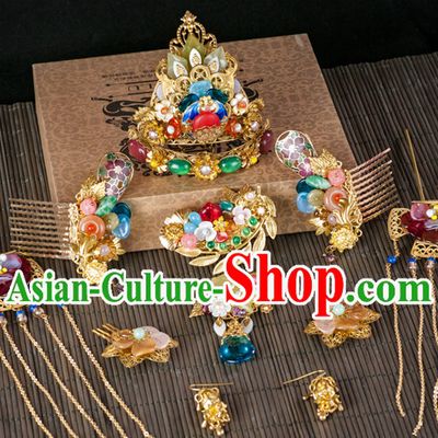 Chinese Imperial Quene Crown Empress Hairpins Hair Accessories Hairstyle Chinese Oriental Hairstyles Headpieces Wigs